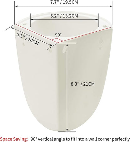 ORIMERC 4 Pack Corner Wall Mounted Hanging Planter Self Watering Triangle Plastic Flower Pot Decorative Modern Plant Vase Container Holder for Succulent Indoor Outdoor Home Office Décor White