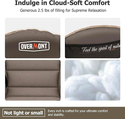Overmont Gentle Heated Oversized Camping Chair for Adults - 3 Levels Seat & Back Separately Control - 500lbs Support Heavy Duty Padded Folding Chair Outdoor Garden Portable - Battery NOT Included