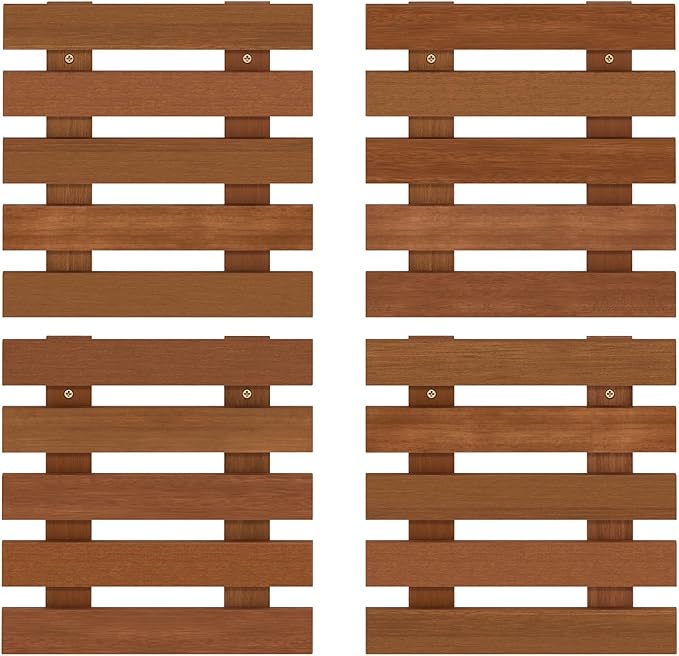 Furinno TIOMAN Outdoor Vertical Wall Planter, Set of 4 Wooden Hanging Planters, for Indoor, Outdoor Plants, Balcony, Patio, Natural