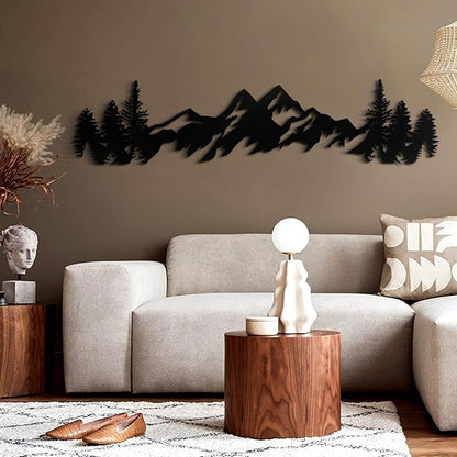 Metal Mountain Wall Art 71 Inch Long, Mountain Wall Decor, Hangings for Living Room, Bedroom