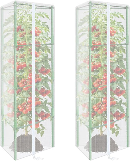 ZeeDix 61" x 16.1" Garden Bird Netting for Triangle Tomato Cage, 2 Pack Garden Mesh Barrier, Plant Covers Protect Tomatoes, Vegetables, Blueberry Bush from Birds & Pests