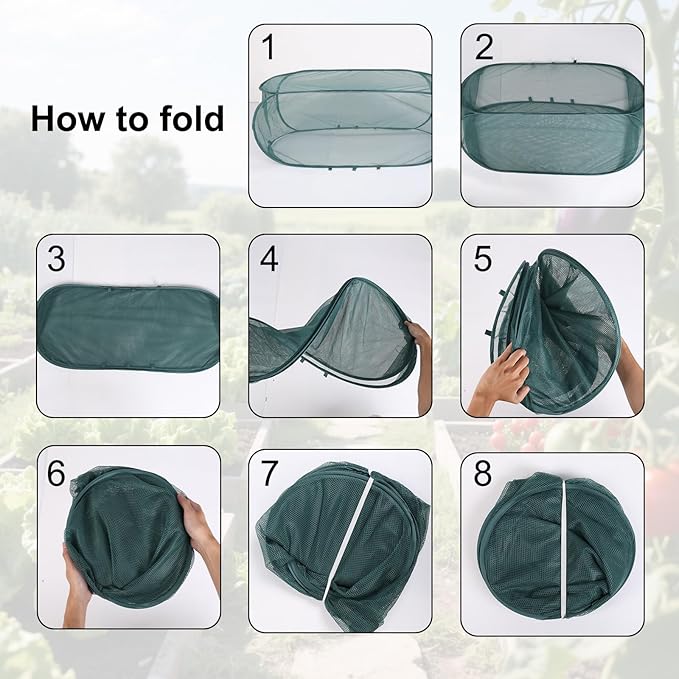 Lyreh 2pcs Pop Up Mesh Plant Cover, 39x18x16in Outdoor Pop Up Garden Netting Plant Cover with 16 Ground Stakes Suitable for Protecting Vegetables Fruits Flowers Seedlings