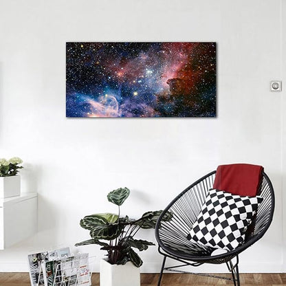 arteWOODS Canvas Wall Art Galaxy Nebula Starry Cosmic Painting Pictures Panoramic Canvas Arotwork Universe Stars Outer Space Wall Art for Home Office Decoration Framed Ready to Hang 24" x 48"
