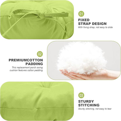 Porch Swing Cushions,Outdoor Cushions 3 Seater Replacement with Backrest, Waterproof Thickened Bench Cushion with Ties for Porch, Patio,Outdoor, Backyard and Garden (Grass Green 60 * 40 in)