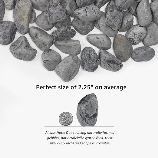 LOIOOJ Black Natural River Rocks, 2-2.5 Inch Decorative Stones for Plants, Garden, and Landscaping – 10LB, Ideal for Walkways, Vases, Crafting, Home Decor, and Outdoor Landscaping