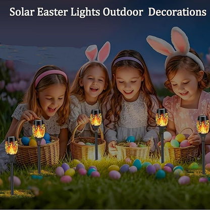 Solar Flame Lights Outdoor, 10 Pack Solar Torch Lights with Flickering Flame for Garden Decor - Waterproof Led Torches for Outside, Yard Light for Pathway Lawn Patio Halloween Decorations