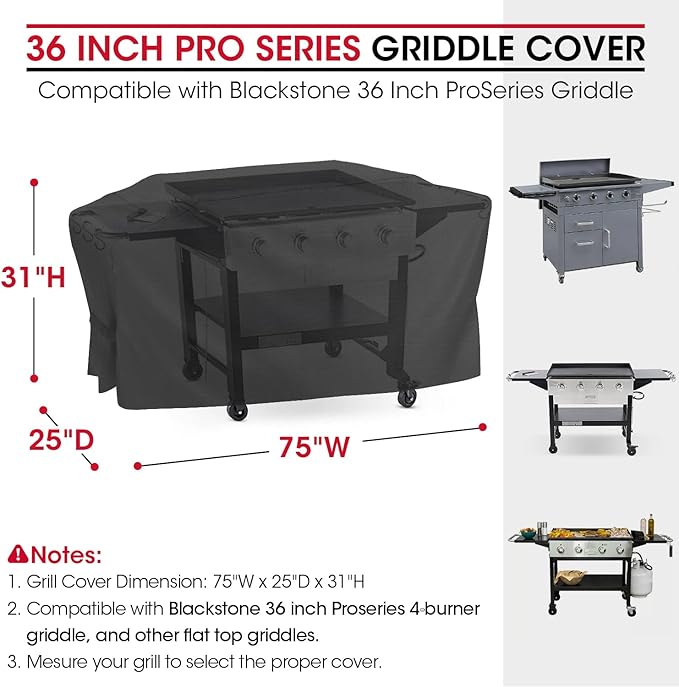 Unicook Griddle Cover for Blackstone 36 Inch ProSeries, Flat Top BBQ Grill Cover 75 Inch for Outdoor 4 Burner Cooking Station, Unique Waterproof Vinyl with Polyester Lining