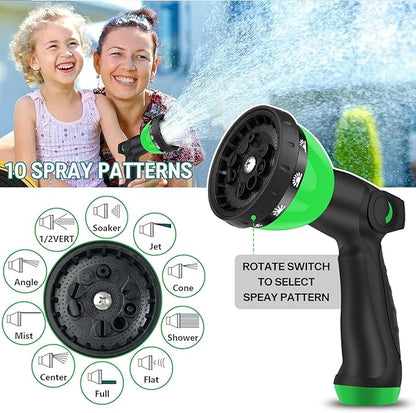 50 ft Expandable Garden Hose - Kink Free Flexible Water Hose with Thumb-Controlled 10-Function Nozzle, 3/4 Solid Connectors, Durable 3750D Fabric, 4-Layer Latex Core