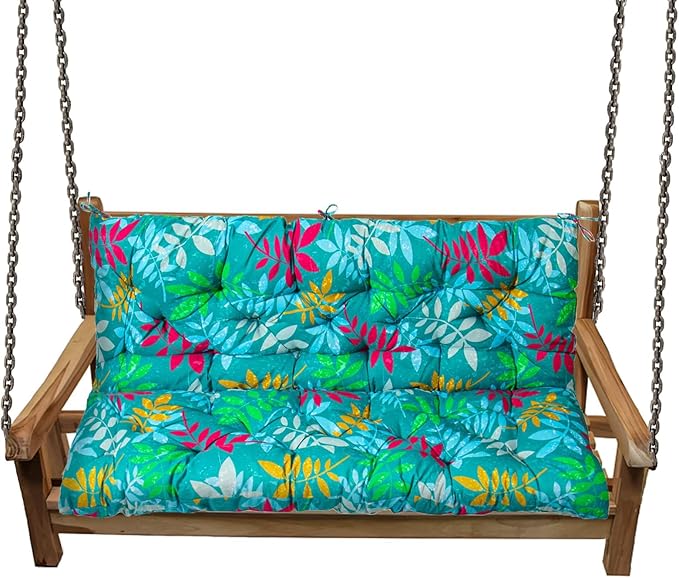Replacement Cushions for Swing, Swing Cushions 3 Seater Replacement, Waterproof Thicken Washable Pad Cushion for Outdoor Indoor Furniture Swing Patio (Green Leaves, 40x71 inch)