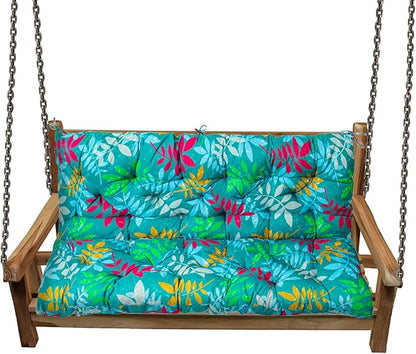 Replacement Cushions for Swing, Swing Cushions 3 Seater Replacement, Waterproof Thicken Washable Pad Cushion for Outdoor Indoor Furniture Swing Patio (Green Leaves, 40x71 inch)
