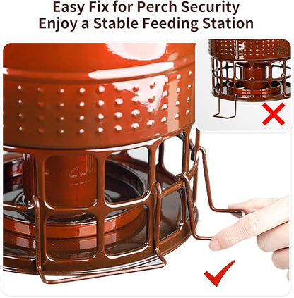 Solution4Patio Bird Feeder, 10LB Powder Coated Metal Wild Birdfeeder with 32 Feeding Stations & Triple Perches, Rust-Proof Hanging Design for Cardinals, Finches and Outdoor Garden Use (Glazed Red)