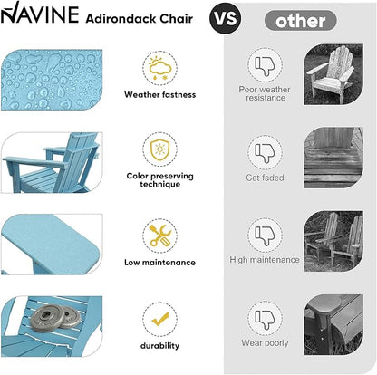 Adirondack Chair, HDPE Folding Adirondack Chair with Multifunctional Cup Holder, Weather Resistant Fire Pit Chair for porches, patios, patios, poolsides, Decks.