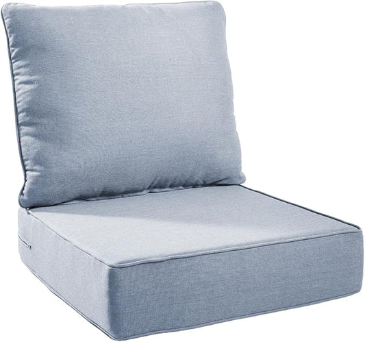 6" Thick Outdoor Chair Cushions - 22"* 24" Patio Furniture Cushions with Water Resistant & Removable Cover, 28D High Density Sponge Patio Cushion for Outdoor Furniture Couch Chair Baby Blue