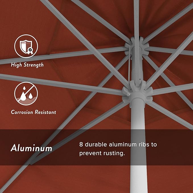 California Umbrella 7.5' Rd Aluminum Patio Umbrella, Crank Lift, Auto Tilt, White Finish