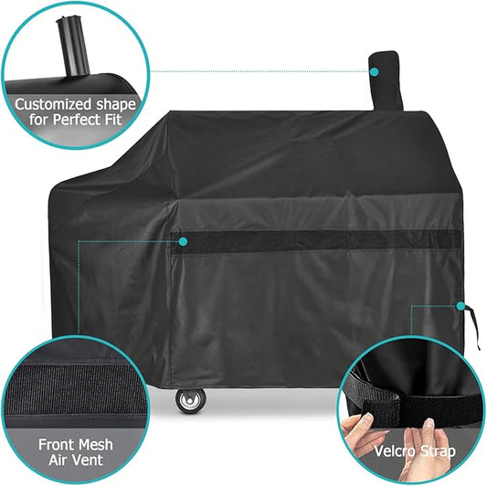 iCOVER Offset Smoker Cover 60 inch Charcoal Pellet Grill Covers Heavy Duty Waterproof 600D BBQ Smokers Protection for Brinkmann for Char-Broil for Weber, Nexgrill, New Braunfels for Oklahoma Joe's