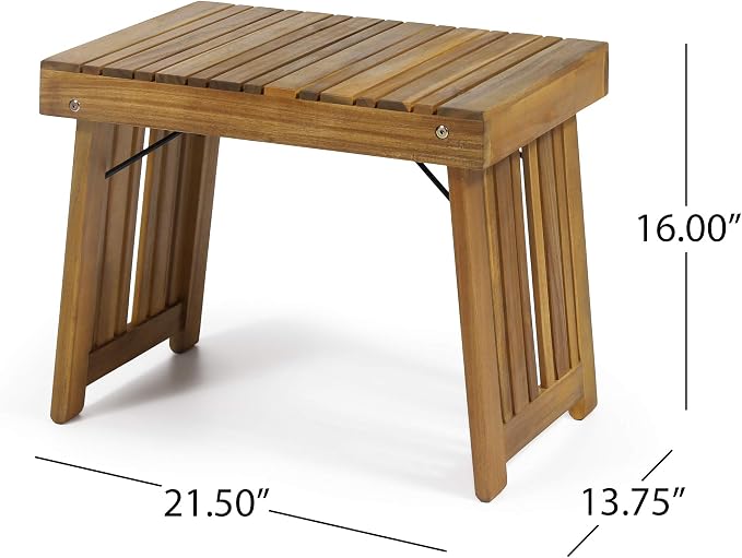 Christopher Knight Home Hilton Outdoor Acacia Wood Folding Side Table, Teak Finish