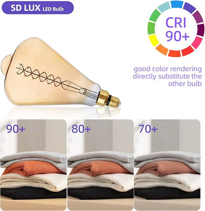 SD LUX Oversized Vintage Giant LED Light Bulb Huge Edison Bulb - Dimmable, 8W 450LM (50W Equi), Warm White 2200K, Medium E26 Base - Perfect for Decorative Pendant Lighting, 1 Pack(ST164)