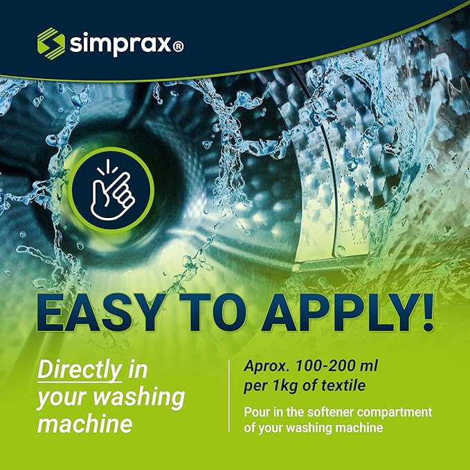 simprax® WaterproofingTextile Wash-In Impregnation – Climate-Neutral & Eco-Friendly Waterproofing for Fabric Outdoor Made In Germany | Waterproofing Spray for Washing Machine & Hand Wash