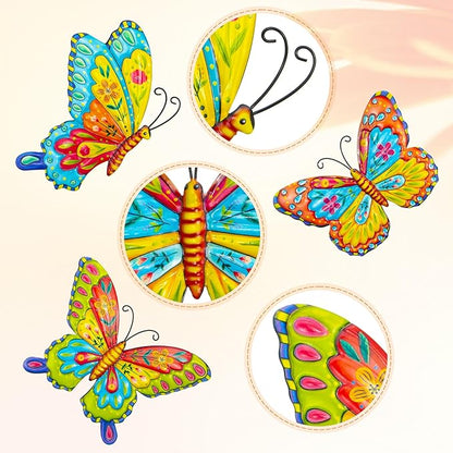 J-Fly Metal Butterfly Wall Decorations Garden Decor Room Decor, Lawn Ornaments Ladybugs Live- 3 Pieces, Outdoor Garden Yard Decor for Home and Office Christmas Decoration Gifts