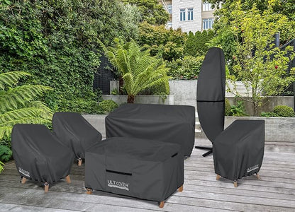 ULTCOVER Waterproof Patio Chair Cover 2 Pack – Outdoor Lounge Deep Seat Single Lawn Chair Cover Fits Up to 28W x 34D x 32H inches, Black