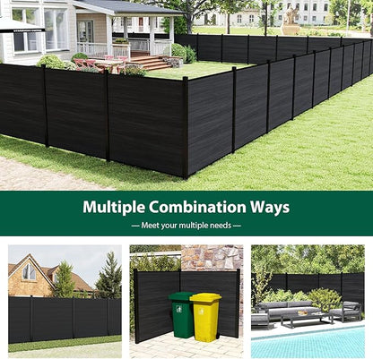 72" W x 72" H Outdoor Privacy Fence with Sturdy Alloy Post, Tall Wind Resistant Fence Covering Privacy for Yard Backyard Garden and Swimming Pool(Black,2 Post)