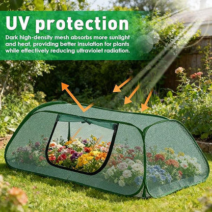Pop-Up Raised Garden Bed Cover with Zipper Door - 30% Sunblock Garden Netting Crop Cage for Raised Beds, Plant Protector for Vegetables & Seedlings Against Birds, Animals & Insects-45" x 22" x 16"