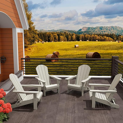 Westin Outdoors Laguna WO Home Furniture Adirondack Chair 4 PC Set Classic Outdoor Patio Folding Chair for Bon Fire Pit Lawn Backyard Beach Plastic Weather-Resistant (Sand)