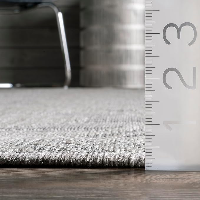 Nuloom Ranya Light Grey/Ivory, 2' x 8', Tribal Geometric, Soft and Cozy, High Traffic, Stain Resistant, Easy Clean, Durable Runner for Indoor/Outdoor Patio, Deck, Porch, Garden, Courtyard