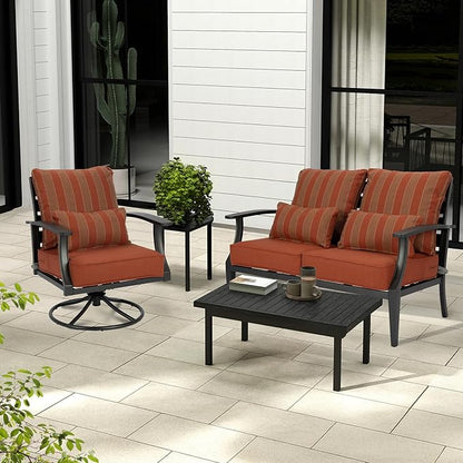 Aoodor Outdoor Chair Cushion, 22 x 24 Inch Water-Resistant, Fade-Resistant Olefin Frbric Patio Seat Cushions with Removable Cover and Adjustable Straps for Outdoor Furniture, Set of 2, Red Stripes