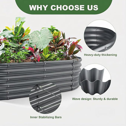 AHEONLAR 3 Pack 4×2×1.5ft Galvanized Raised Garden Bed Outdoor, Sturdy Planter Boxes for Vegetables, Fruits, Flowers and Plants, Easy Assembly, Grey