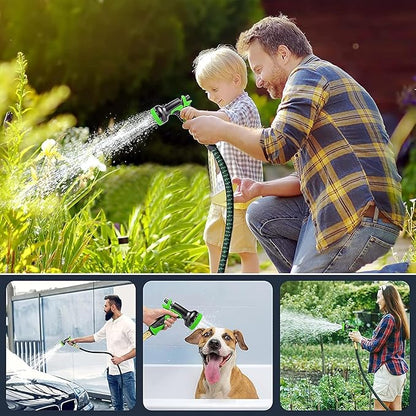 50 ft Expandable Garden Hose - Kink Free Flexible Water Hose with Thumb-Controlled 10-Function Nozzle, 3/4 Solid Connectors, Durable 3750D Fabric, 4-Layer Latex Core