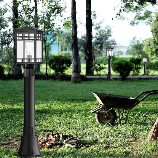Treekee Outdoor Post Lights, Lamp Post Light Fixture, Waterproof Aluminum Pillar Lantern with Seeded Glass, Lamp Posts Outdoor Lighting for Walkway, Garden, Patio
