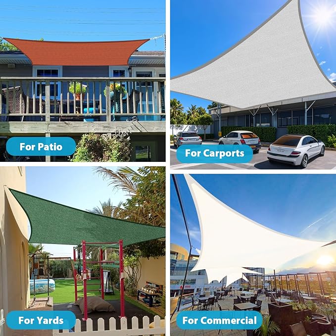 Amagenix Sun Shade Sail 8X24 Curved Edge Outdoor Shade Canopy White Breathable 95% UV Block Shade Cloth for Patio Garden Backyard (We Make Custom Size)