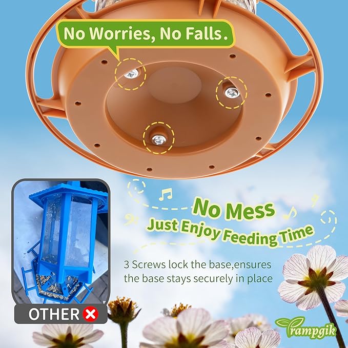 Outdoor Bird Feeder, Retractable Bird Feeder Hanging, Metal Hanger, Rainproof & Leak-Proof, Terracotta, Pack of 2