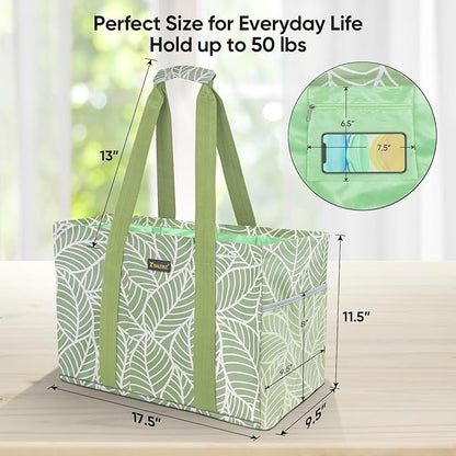 BALEINE Soft 9 Gallon Extra Large Utility Tote, Foldable Reusable Storage Bag (Antique Foliage)