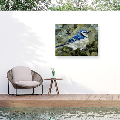 Outdoor Canvas Art - Andrea Lavery 'Bluejay Day' Wall Art for Outdoor Spaces, Patios, or Gardens by Trademark Fine Art