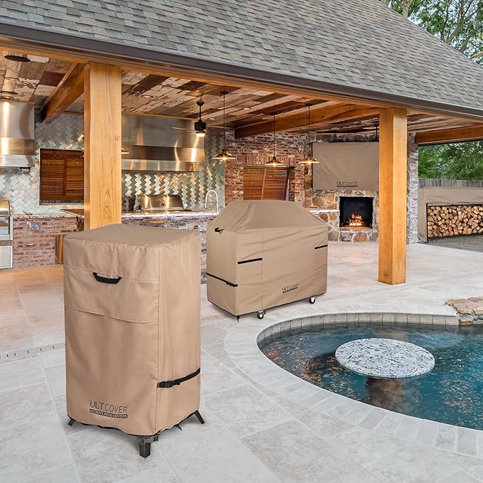 ULTCOVER Waterproof Vertical Electric Smoker Cover 40 inch for Most Square Gas Propane BBQ Smokers Size Upto 28W x 23D x 43H inch
