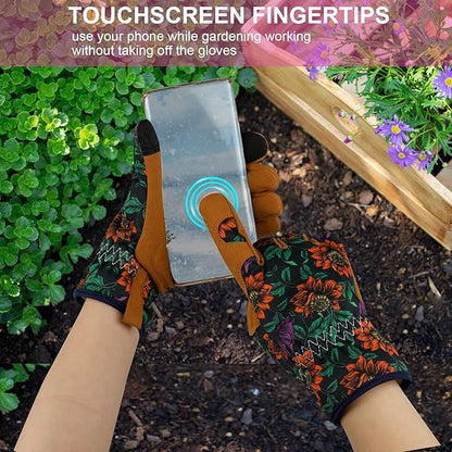 Leather Gardening Gloves for Women Thorn Proof Garden Gloves Touch Screen Working Gloves Gifts,M