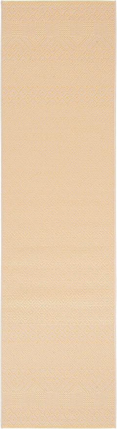 SAFAVIEH Washable Rug Outdoor Courtyard Collection - 2'3" x 8' Runner, Gold & Beige, Non-Shedding & Easy Cleaning, Ideal for Patio, Entryway, Mudroom, Hallway, Kitchen (CY6235-30612)