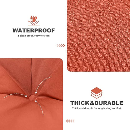Porch Swing Cushions,Outdoor Cushions 3 Seater Replacement with Backrest, Waterproof Thickened Bench Cushion with Ties for Porch, Patio,Outdoor, Backyard and Garden (Orange 47 * 40 in)