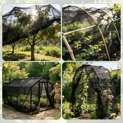 Stronger Garden Mesh Netting for Plants Vegetables Fruits Flowers - 10x20 Ft Black PPT Nano Bug Bird Net Screen, Raised Bed Greenhouse Balcony Patio Porch, 33% Shading Rate