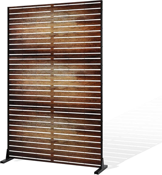 Metal Privacy Screen Outdoor Privacy Screen, Freestanding Fence Panel for Outside, 72''H×47''W, Decorative Screen Panel for Backyard/Patio/Deck