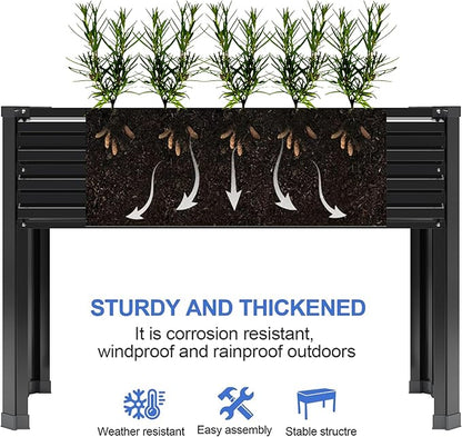 DIIYIV 2PCS Galvanized Raised Garden Bed with Legs,2PCS 48×18×30in Elevated Planter Box for Backyard,Garden, Patio, Balcony, 300lb Capacity,Planters for Outdoor Plants,Black