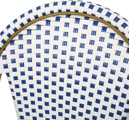 Christopher Knight Home Philomena Outdoor French Bistro Chair (Set of 4), Blue + White + Bamboo Print Finish
