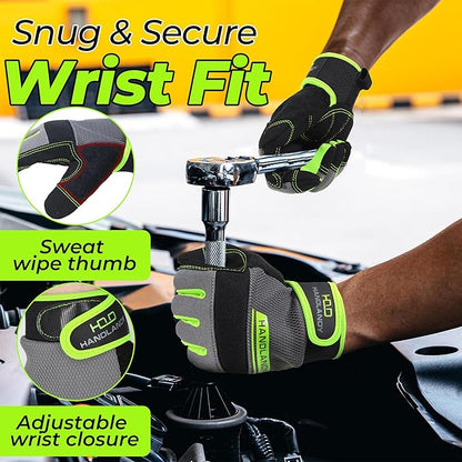 HANDLANDY Work Gloves for Men & Women, Utility Mechanic Working Gloves Touch Screen, Flexible Gardening Gloves for Yard