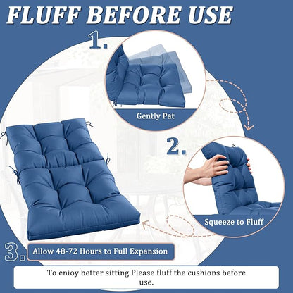 Patio Seat&Back Chair Cushions for Outdoor Furniture，Comfortable Cushions for Rocking/Dining/Lawn Chair-Set of 2