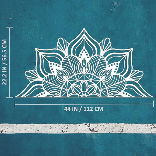 ESTART Large Metal Mandala Wall Decor, Unique Lotus Flower Wall Art for Home Room Bedroom Office Indoor Outdoor Decoration (White)