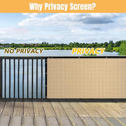 SPORTYOUTH 3ft x 50ft Fence Privacy Screen, Heavy Duty 150 GSM Fencing Mesh Shade Cover Windscreen with Brass Grommets for Outdoor Wall Deck Garden Backyard Porch, Cable Zip Ties Include, Beige