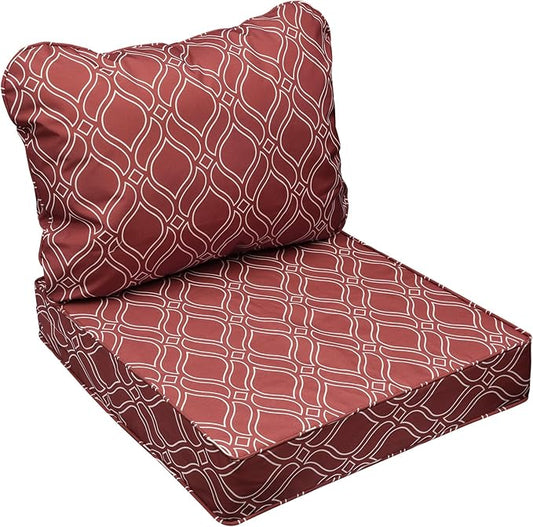 AAAAAcessories Outdoor Seat Cushions for Chairs, Fade-Resistant, Waterproof Patio Furniture Replacement Cushions, 21" x 19" x 3" + 21" x 19", Clay Red Vine Trellis