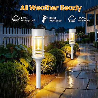 LETMY Solar Pathway Lights Outdoor, 8 Pack Solar Lights Outdoor Waterproof IP65, Bright Solar Garden Lights Outdoor for Yard Walkway Driveway Landscape Garden Decor（White）